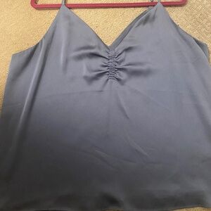 Express Satin blue v-neck tank top XL